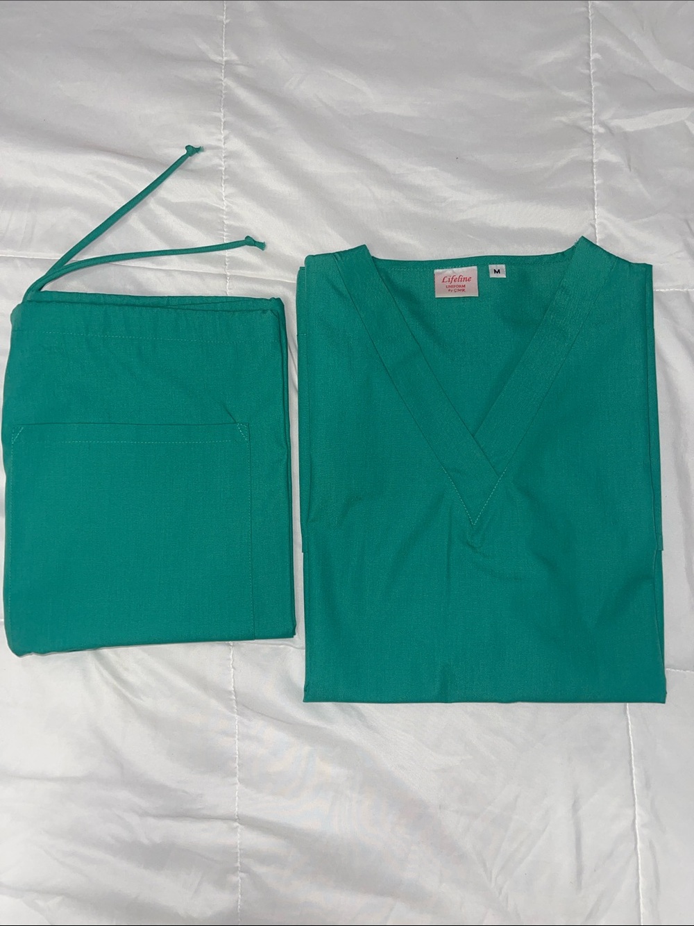 New! ✨ Unisex Nurse Drawstring Green Scrub Set! “Lifeline Uniform”-Size Medium